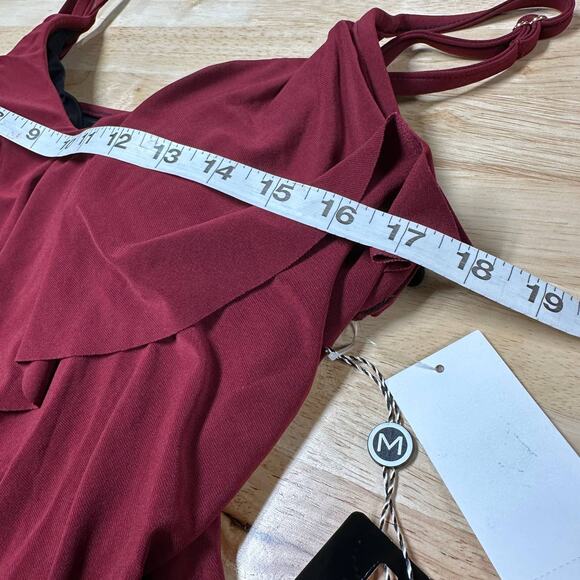 Magicsuit NWT Rita Tankini Top Merlot Size 16 Tiered Ruffle V-Neck Adjustable - Picture 9 of 10